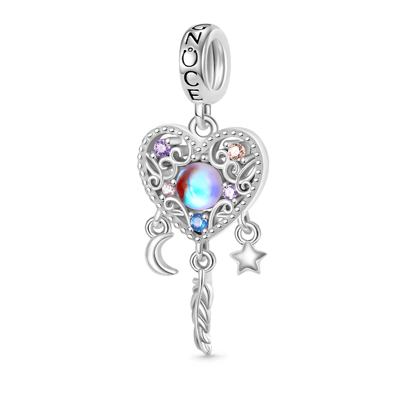 Gnoce Opal Dream Catcher Heart Charm Platinum-plated Silver Blend_1