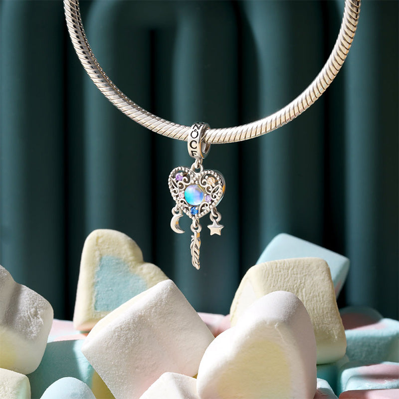 Gnoce Opal Dream Catcher Heart Charm Platinum-plated Silver Blend_3