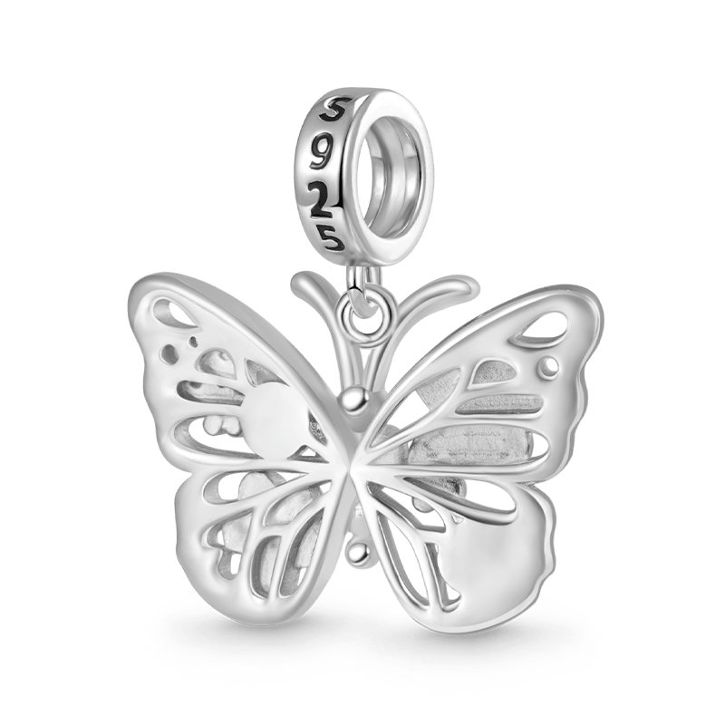 Gnoce Sparkling Flying Butterfly Moonstone Charm Platinum-plated Silver Blend_2