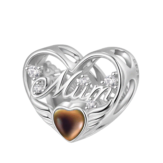 Gnoce Mum Mood Heart Charm Platinum-plated Silver Blend_1