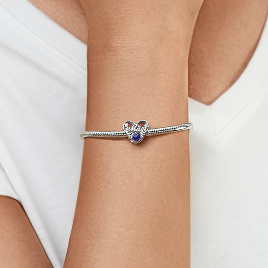 Gnoce Mum Mood Heart Charm Platinum-plated Silver Blend_5