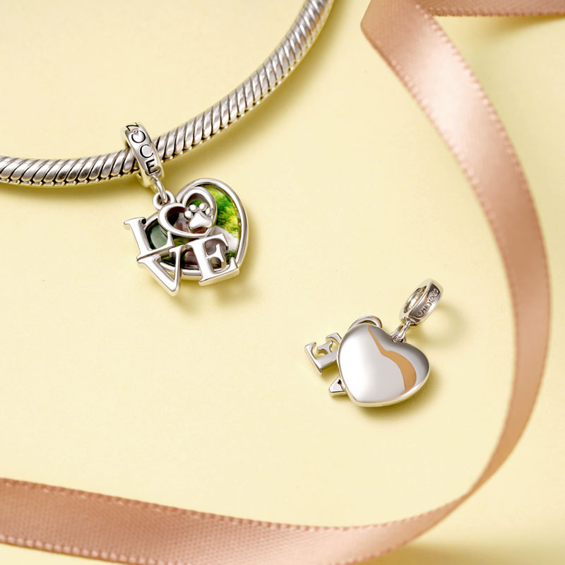 Gnoce Pet Lover Paw Personalized Double Charm Platinum-plated Silver Blend_2