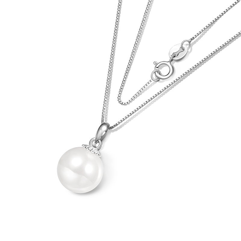 Gnoce Elegant Pearl Necklace Platinum-plated Silver Blend_2