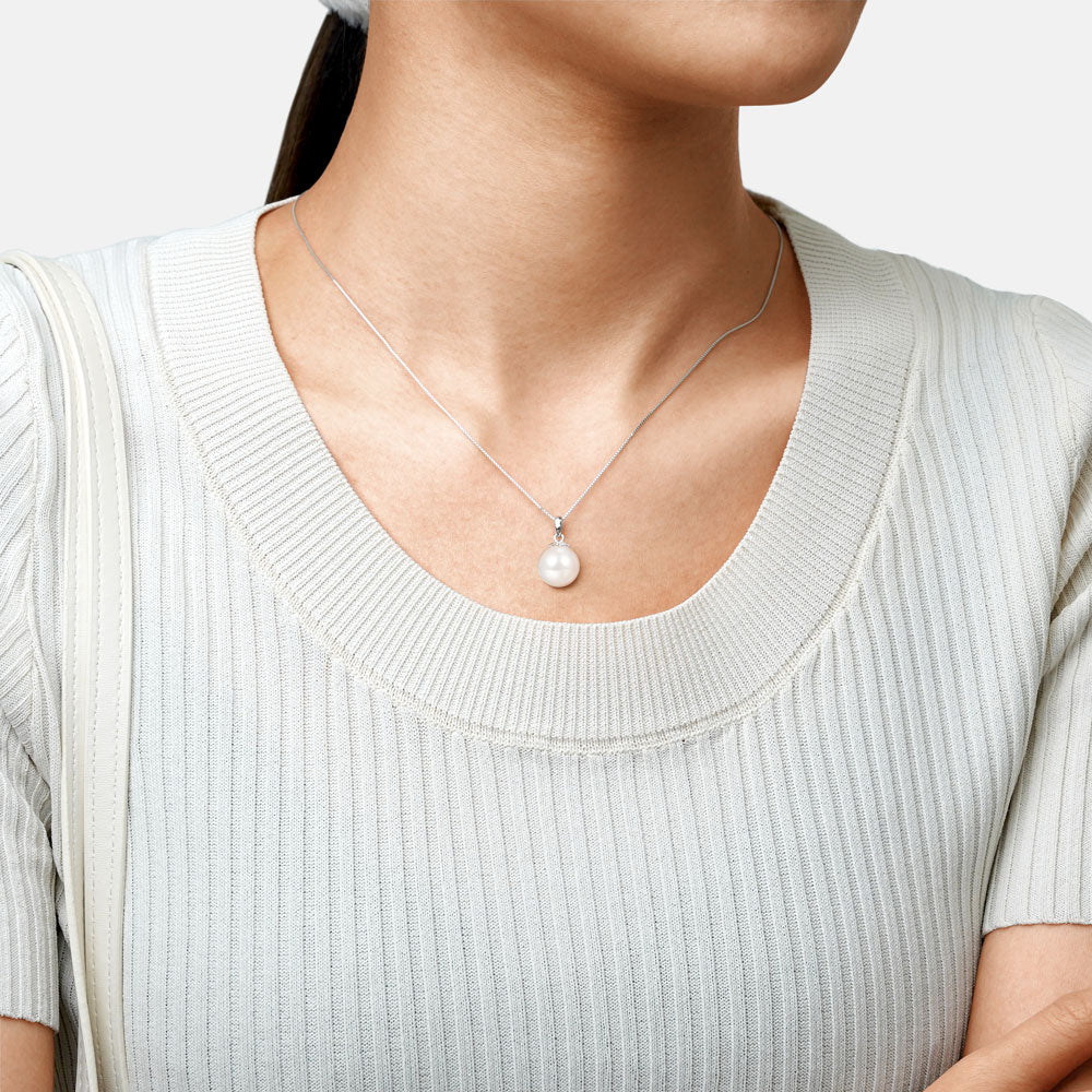 Gnoce Elegant Pearl Necklace Platinum-plated Silver Blend_3