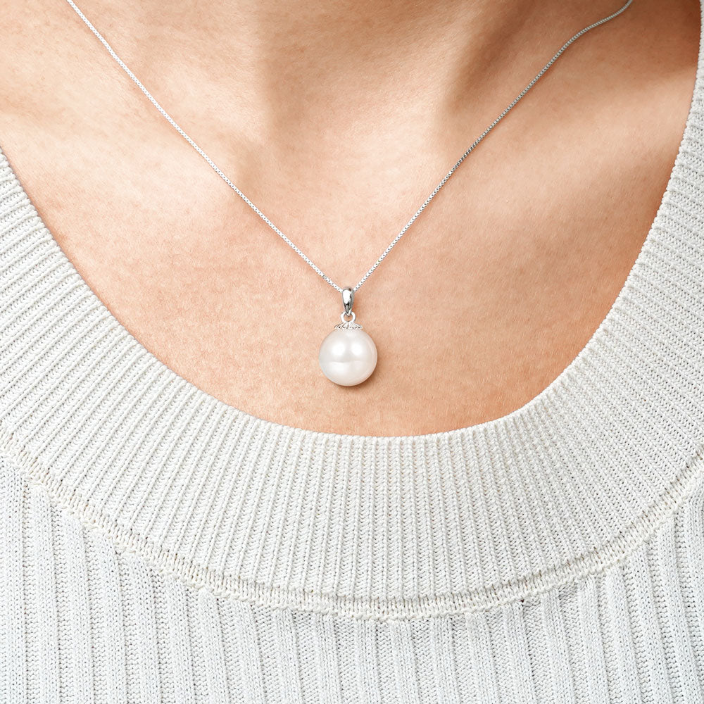 Gnoce Elegant Pearl Necklace Platinum-plated Silver Blend_4