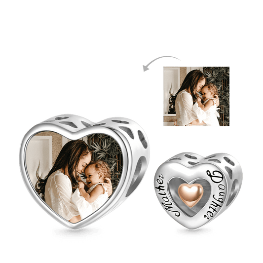 Gnoce Mother & Daughter Heart Personalized Charm Platinum-plated Silver Blend_1