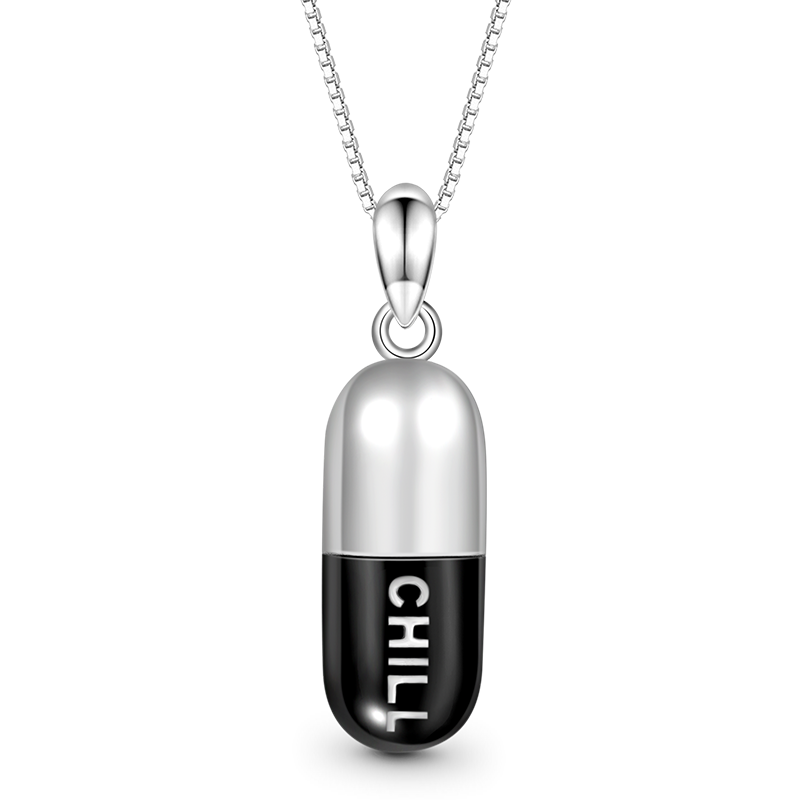 Gnoce Chill Pill Capsule Necklace Platinum-plated Silver Blend_1
