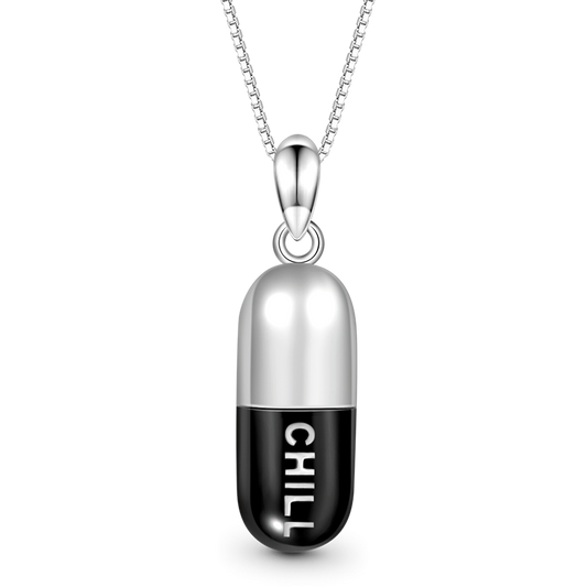 Gnoce Chill Pill Capsule Necklace Platinum-plated Silver Blend_1