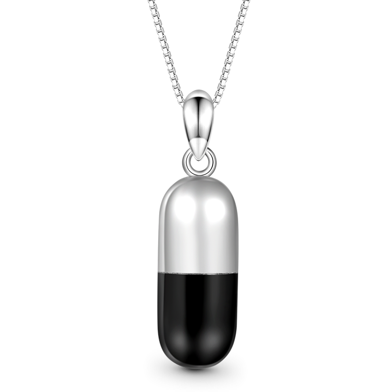 Gnoce Chill Pill Capsule Necklace Platinum-plated Silver Blend_2