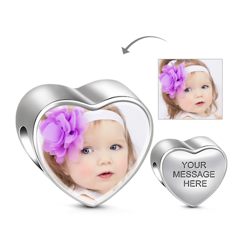 Gnoce "Always in My Heart "Adorable Heart Shape Engravable Personalized Photo Charm  to Friends, Families and Pets_2