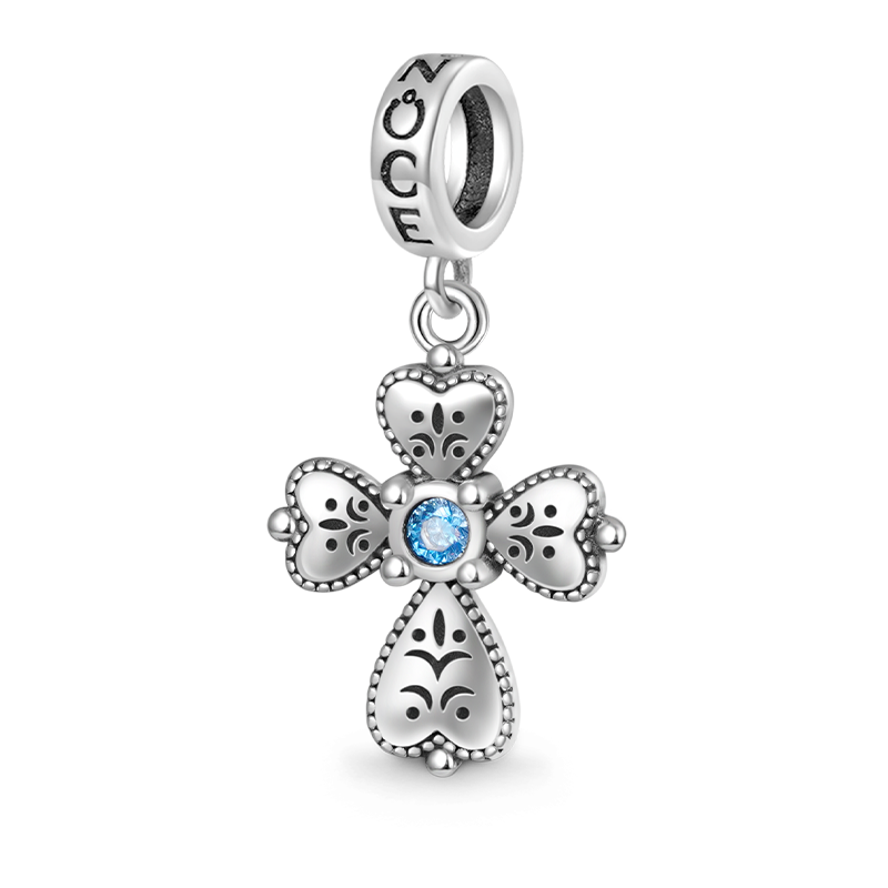 Gnoce Faith in Heart Cross Pendant Dangle Charm_1