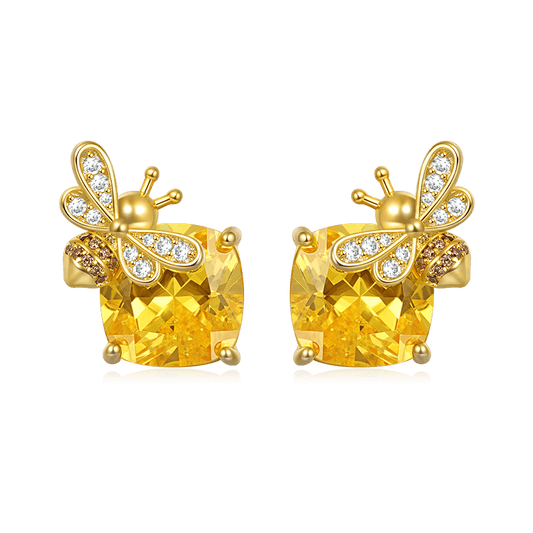 Gnoce Sparkling Honey Bee Stud Earrings_1