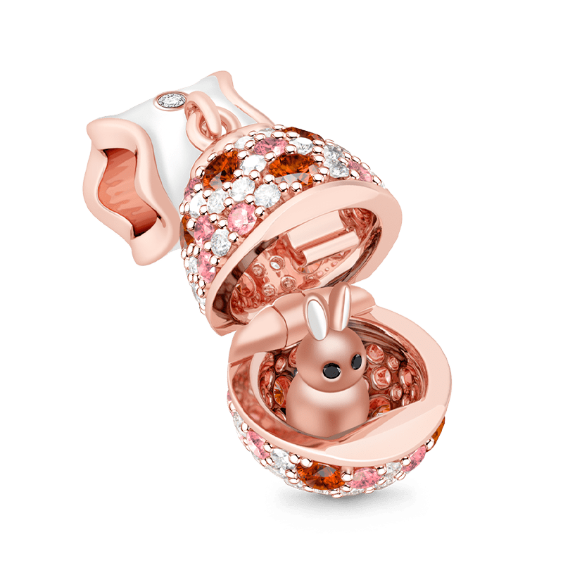 Gnoce "Unexpected Surprise" 925 Sterling Silver Colorful Cubic Zirconia Rabbit Beads Charms Easter Gift_1