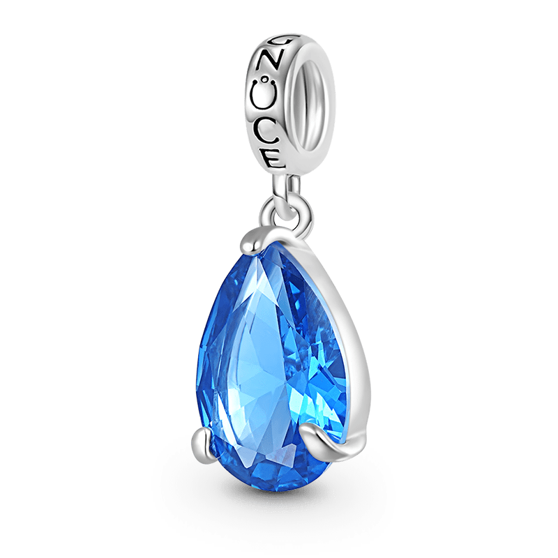 Gnoce Pear-cut Birthstone Personalized Charm Platinum-plated Silver Blend_1