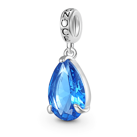 Gnoce Pear-cut Birthstone Personalized Charm Platinum-plated Silver Blend_1