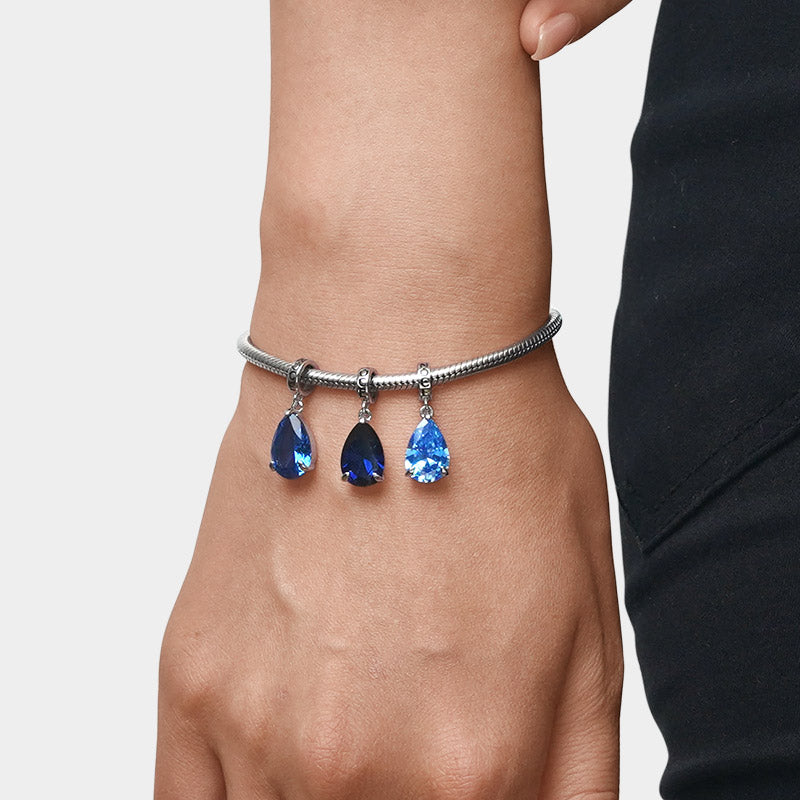 Gnoce Pear-cut Birthstone Personalized Charm Platinum-plated Silver Blend_4