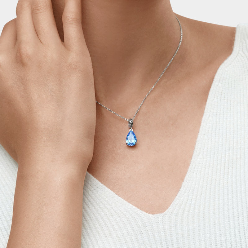 Gnoce Pear-cut Birthstone Personalized Charm Platinum-plated Silver Blend_6