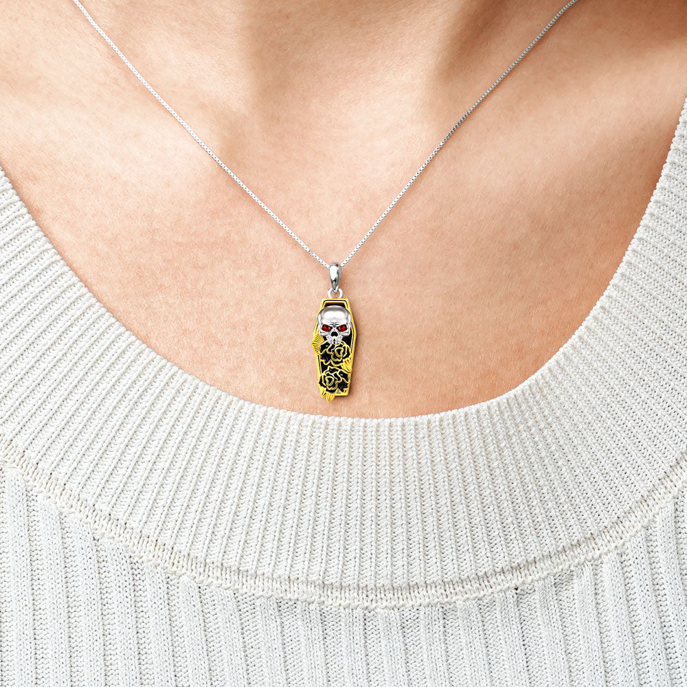 Gnoce Skull with Roses in the Coffin Necklace_4