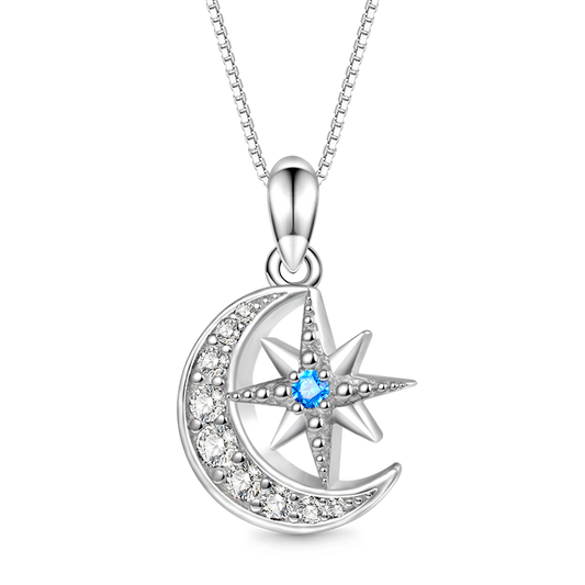 Gnoce Galaxy Moon & Star Necklace Platinum-plated Silver Blend_1