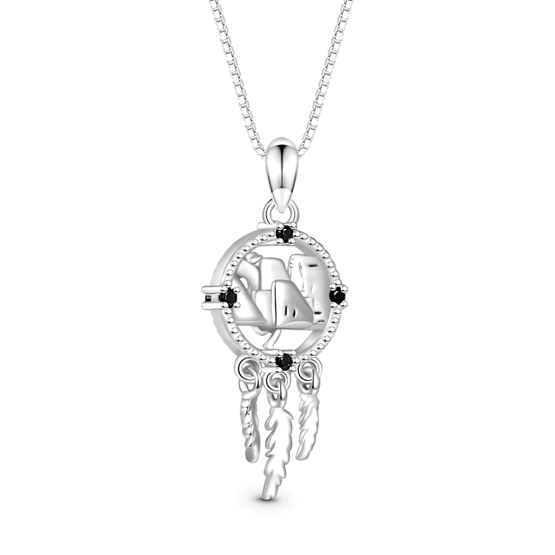 Gnoce Horse Dream Catcher Necklace Platinum-plated Silver Blend_2