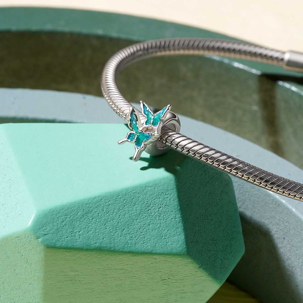 Gnoce Flying Blue Butterflies Stopper Charm_2