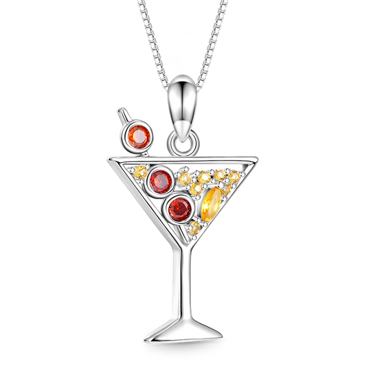 Gnoce Sparkling Cocktail Stemware Necklace Platinum-plated Silver Blend_1