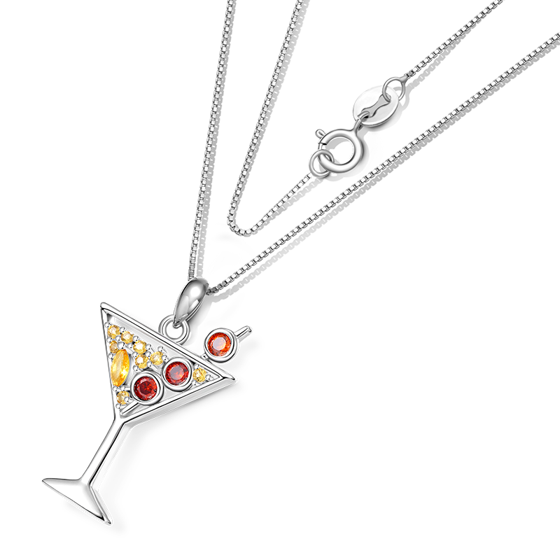 Gnoce Sparkling Cocktail Stemware Necklace Platinum-plated Silver Blend_2