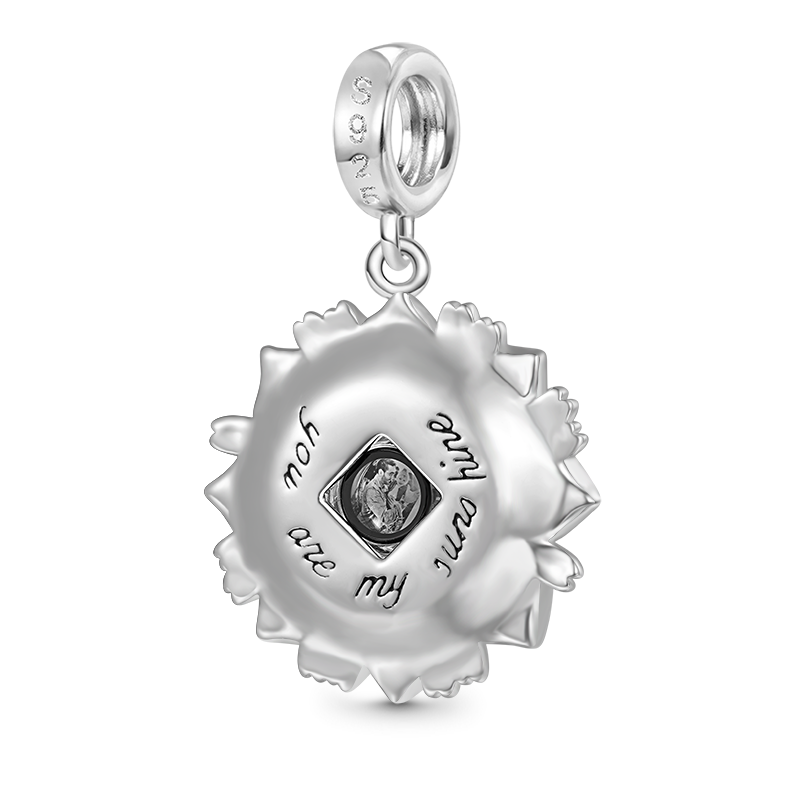 Gnoce Projection Sunflower Personalized Photo Charm Platinum-plated Silver Blend_2