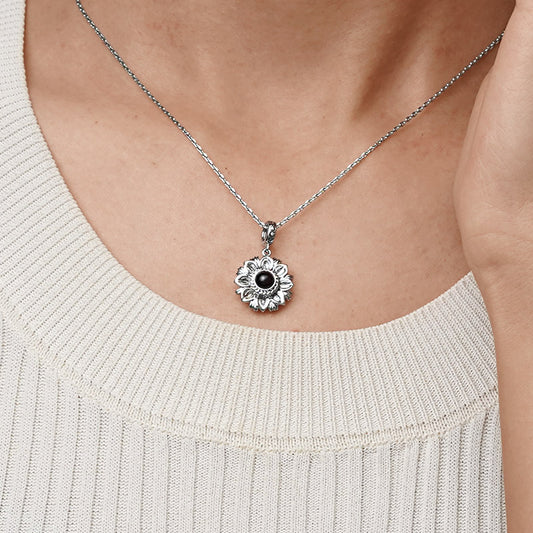 Gnoce Projection Sunflower Personalized Photo Charm Platinum-plated Silver Blend_7