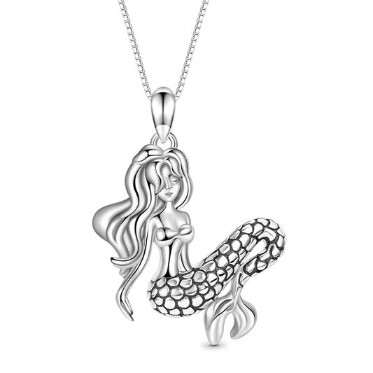 Gnoce Sleeping Mermaid Necklace Platinum-plated Silver Blend_1