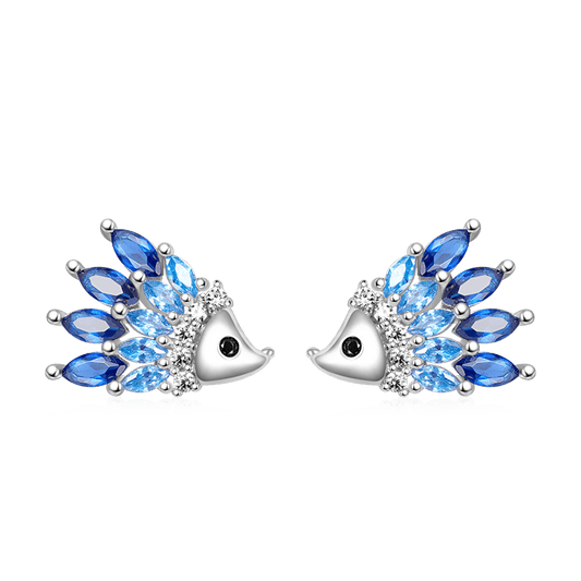 Gnoce Sparkling Hedgehog Stud Earrings Platinum-plated Silver Blend_1