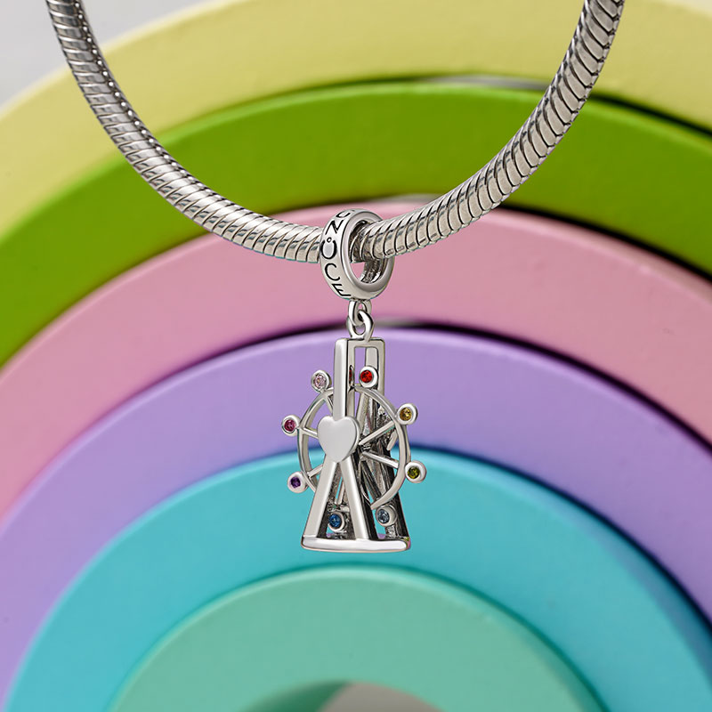 Gnoce Best Moment Ferris Wheel Charm Platinum-plated Silver Blend_3