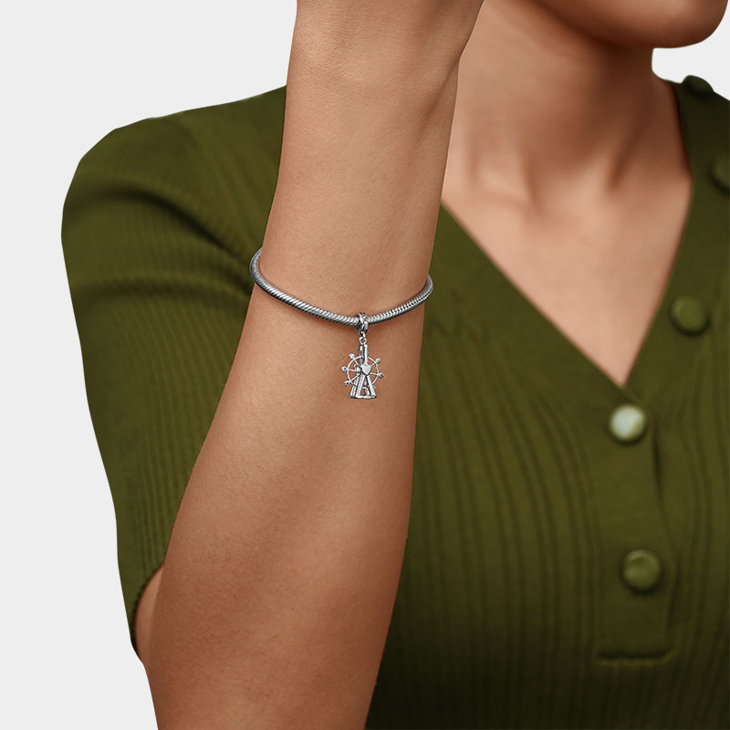 Gnoce Best Moment Ferris Wheel Charm Platinum-plated Silver Blend_4