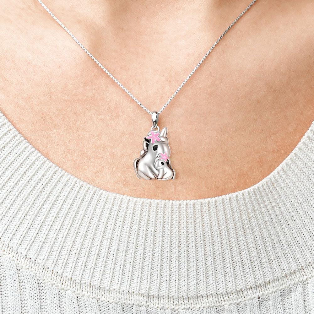 Gnoce Embrace Love Sakura Unicorn & Baby Necklace_5