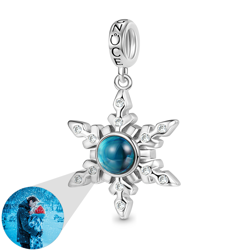 Gnoce Projection Snowflake Personalized Photo Charm Platinum-plated Silver Blend_1