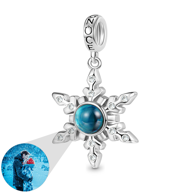 Gnoce Projection Snowflake Personalized Photo Charm Platinum-plated Silver Blend_1