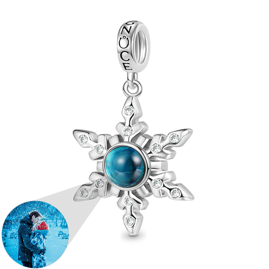 Gnoce Projection Snowflake Personalized Photo Charm Platinum-plated Silver Blend_1