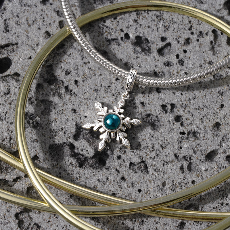 Gnoce Projection Snowflake Personalized Photo Charm Platinum-plated Silver Blend_2