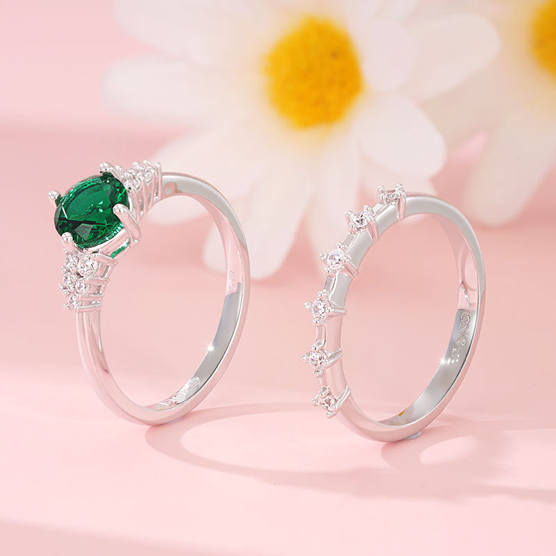 Gnoce Vintage Round Cut Stackable Ring Set_3