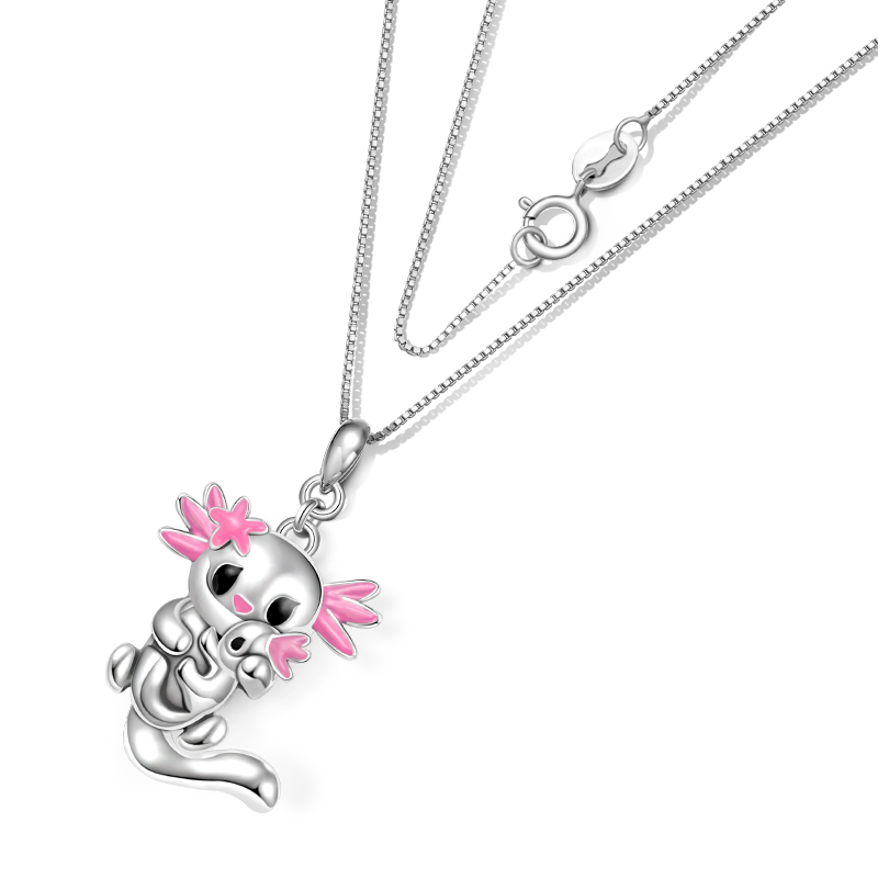 Gnoce Embrace Love Sakura Mexican Axolotl & Baby Necklace_3