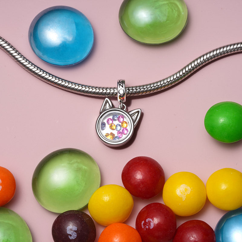 Gnoce Cat Pet Lover Engravable Heart Pendant Dangle Charm_3