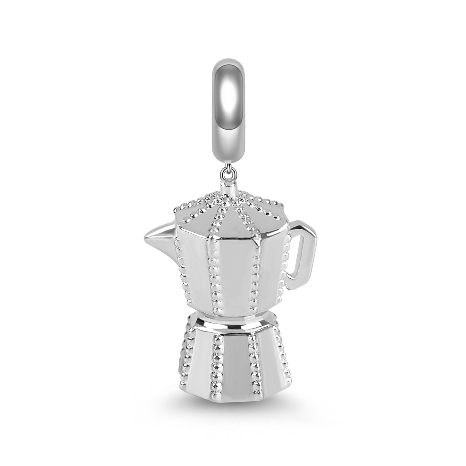 Gnoce "Always Be Energetic" Creative Sterling Silver Coffee Pot Charms Pendant for  Bracelet or Necklace_1