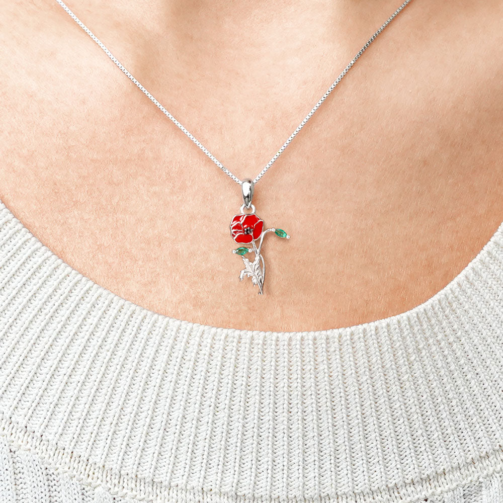 Gnoce Red Poppy Flower Necklace_5