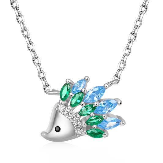 Gnoce Sparkling Hedgehog Necklace Platinum-plated Silver Blend_1