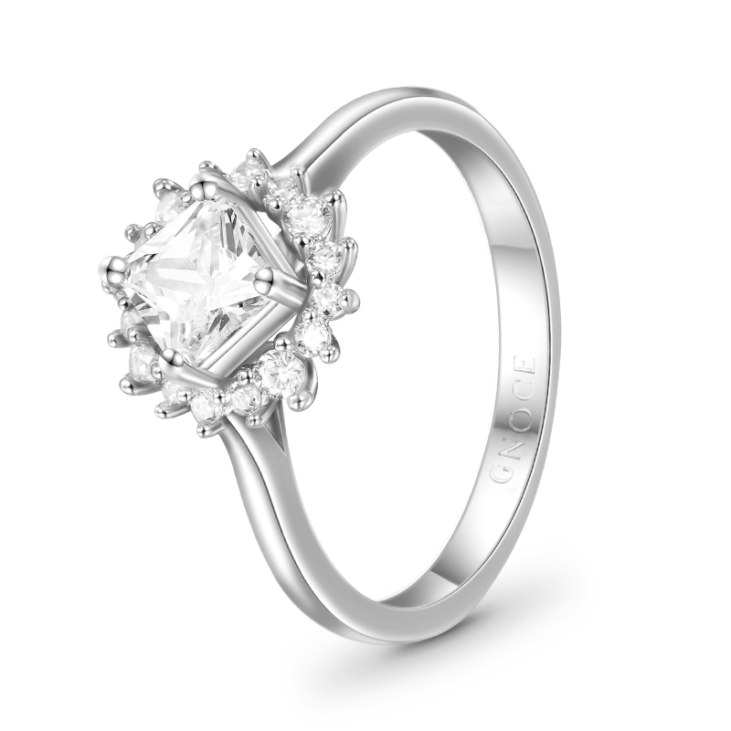 Gnoce Shimmering Four Prong Square Cut Promise Ring_2