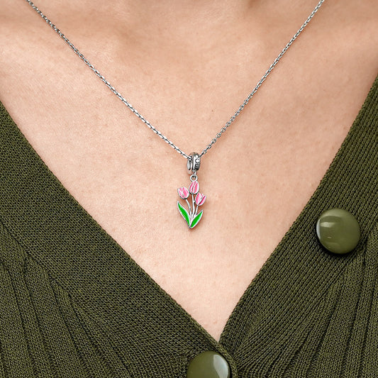 Gnoce Blooming Tulip Charm Platinum-plated Silver Blend_7