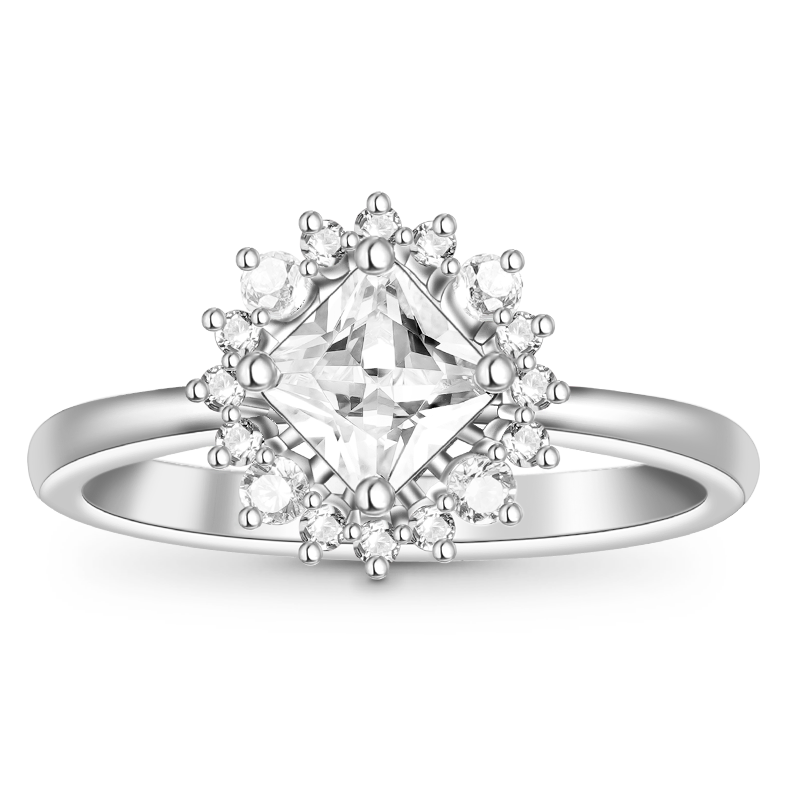 Gnoce Shimmering Four Prong Square Cut Promise Ring_1