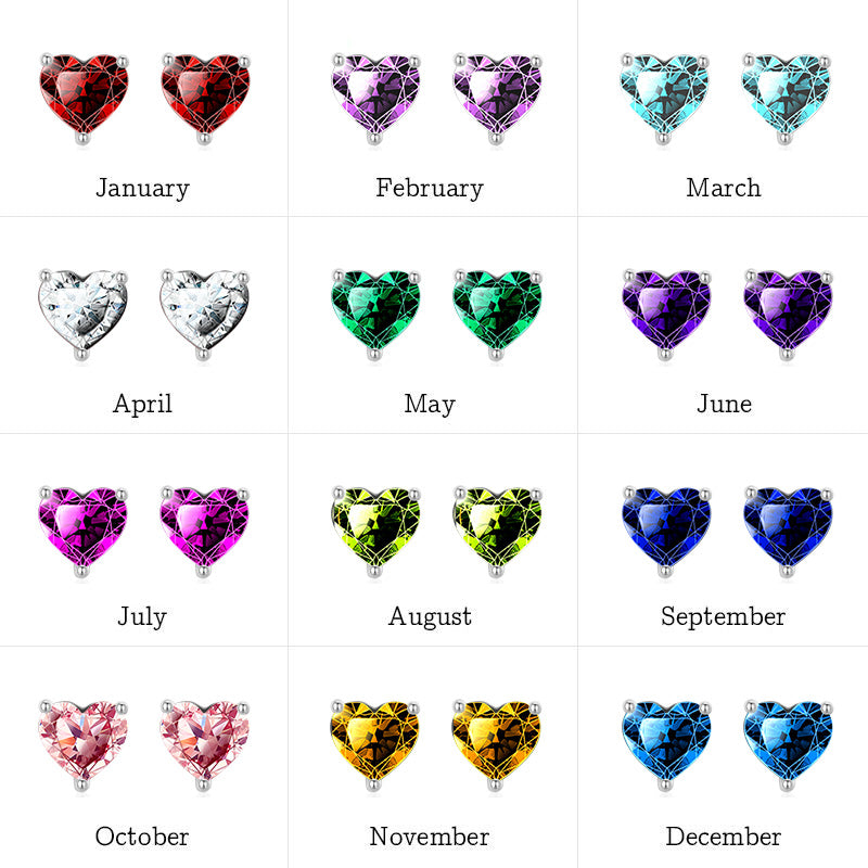 Gnoce Birthstone Heart Stud Earrings_5