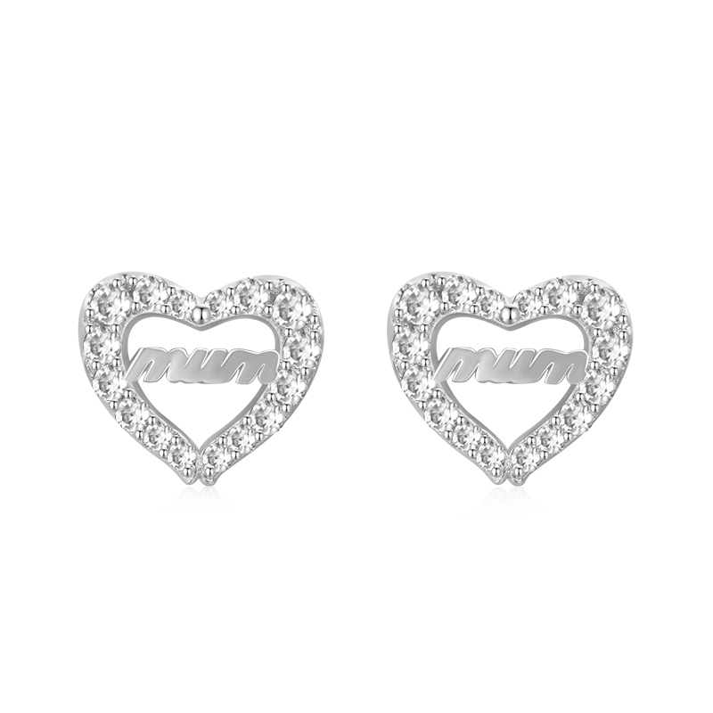Gnoce Sparkling Mum Stud Earrings Platinum-plated Silver Blend_1