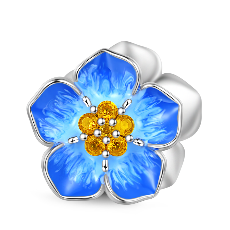 Gnoce Blue Forget-Me-Not Charm Platinum-plated Silver Blend_1